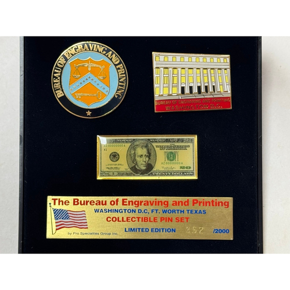 The Bureau of Engraving & Printing Limited Edition Pin Set Numbered 352/2000